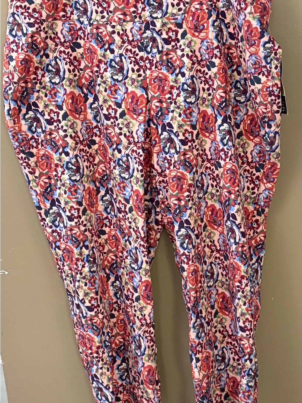 Zac & Rachel Coral Pink Floral Skinny Pants